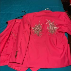 Pink and silver men suit wore for 3 hours for prom